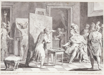 Alexander the Great in Appelles' Studio,  (black chalk, pen and brown and black ink, with grey wash)