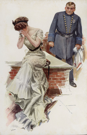 Illustration for When a Man Marries by Mary Roberts Rinehart (colour litho)
