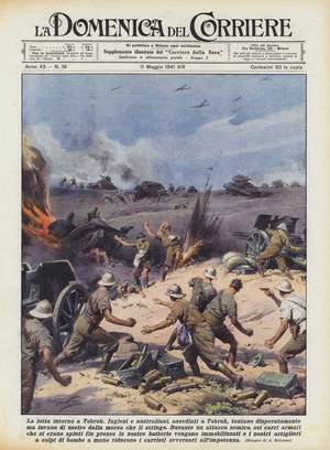 The fight around Tobruk (colour litho)