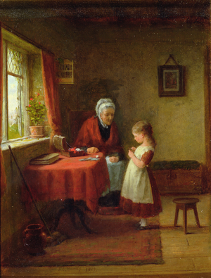 The First Sewing Lesson, 1889 (oil on canvas)