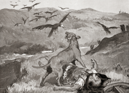 The death of Lysimachus at the Battle of Corupedium, from Hutchinson's History of the Nations, pub. 1915