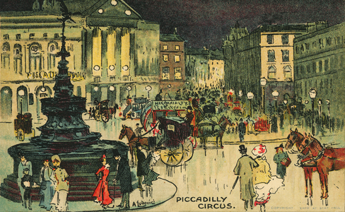 Piccadilly Circus (colour litho)
