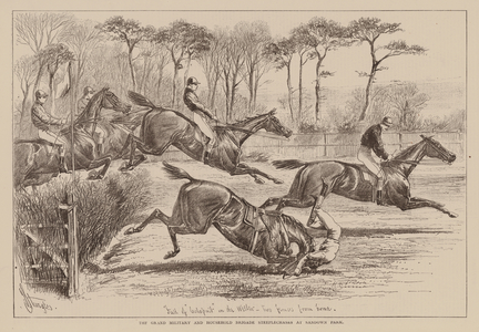 The Grand Military and Household Brigade Steeplechases at Sandown Park (engraving)