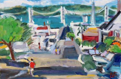View of the Bay from Russian Hill, 2020, (oil on canvas)