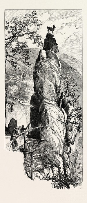 Jeleni Skok, Hirschensprung, Andelska Hora, Engelhaus, Karlsbad, Karlovy Vary, Czech Republic, 19th Century Engraving