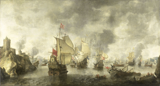 Battle of the Combined Venetian and Dutch Fleets against the Turks in the Bay of Foya, 1656 (oil on canvas)