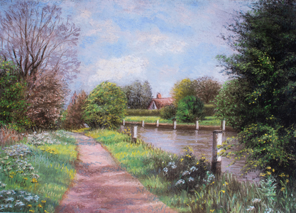 Eton Lock, River Thames, 2001 (pastel)