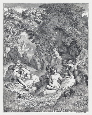 Illustration for Tennyson's poem, The Princess (engraving)