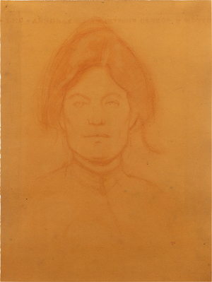Title in Cell D:Portrait of the artist's mother or Albertine Olper (recto); Sketches of figures (verso), 1905 (red chalk on paper & crayon on paper)