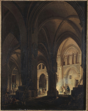 Interior of the Church of Saints-Innocents, 1787 (oil on canvas (armor) on wood)