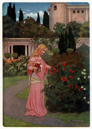 Chaucer's Canterbury Tales: Emily in the Garden (colour litho)