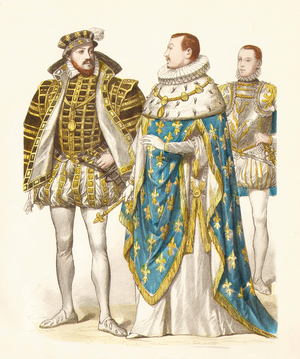 Antoine Bourbon of Navarre, Charles IX, Francis I. (copper plate print)