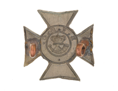 Collar cap badge, Bangalore Rifle Volunteers, 1880 circa (metal)