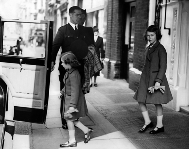 Elizabeth II and Margeret Rose at the Bath Club, 1938 (b/w photo)