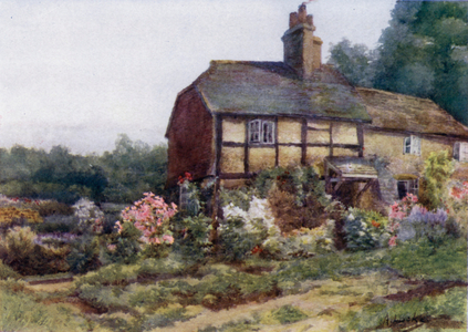 A Gardener's Cottage (colour litho)