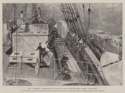 The "Morning," Relief-Ship of the South Polar Expeditionary Vessel "Discovery" (litho)