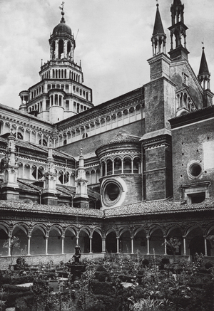 La Certosa di Pavia; Certosa di Pavia (b/w photo)