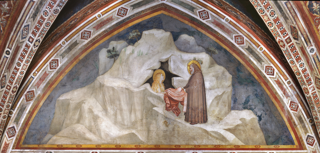 Mary Magdalene receives a cloak from the Hermit Zosimus, from the south wall of the Chapel of the Magdalene, 1307-08 (fresco)