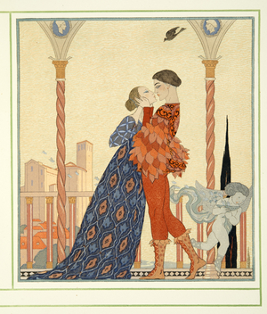 Romeo and Juliette from Personages de Comedie, pub. 1922 (pochoir print)