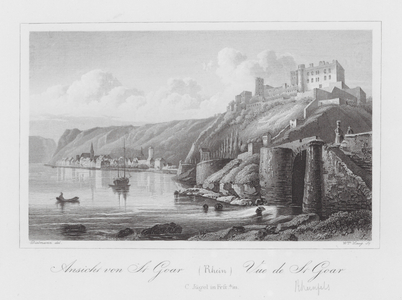 Rein / Rhin / Rhine: Ansicht von St Goar; Vue de St Goar (engraving)