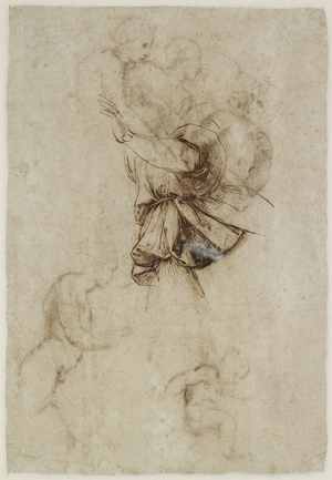 Verso: Study of the Garment of an Angel, WA1846.190 (pen & brown ink on white paper)