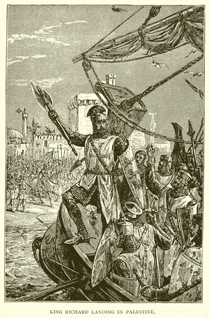 King Richard landing in Palestine (engraving)