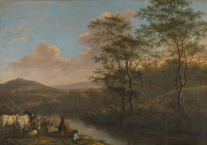 Italian Landscape with Resting Herdman, 1650 (oil on canvas)