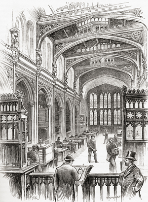 The Old Library, Guildhall, London, England in the 19th century, 1890 (print)