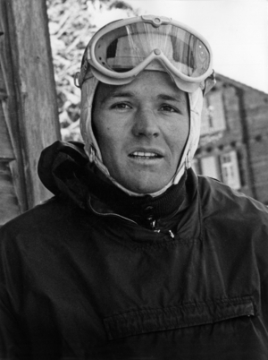 Austrian Alpine Skier Egon Zimmermann In 1967 (b/w photo)