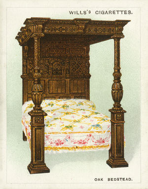 Oak Bedstead, Late 16th Century (colour litho)