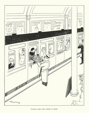 "Goodbye, dear, don't forget to write" (litho)