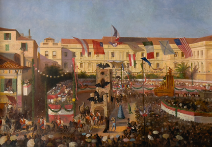 The corso in front of the prefecture, 1876 (Oil on canvas)