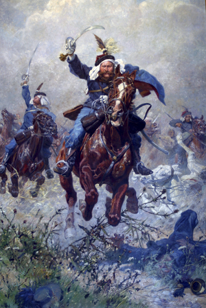 Colonel Maximilian Ritter von Rodakowski and the 13th Uhlans in the Battle of Custoza in 1866, 1908 (oil on linen)