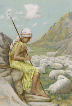 David feeding the sheep (chromolitho)