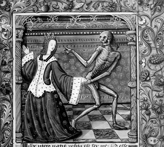 Dance of death : the death and the empress, illumination, 15th century