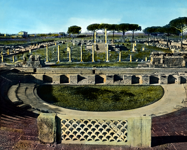 At the antique harbor city of Ostia near Rome, Italy, 1920s