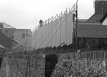 Barricades on the 17th Century Derry City Wall separating Catholics and Protestants during the Troubles
