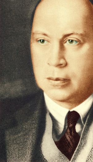 Sergei Prokofiev portrait. Coloured version. Russian composer, 1891-1953