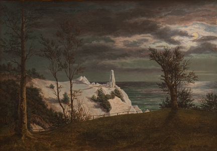 The Summer Spire on the Cliffs of the Island Møn. Moonlight, 1831 (oil on canvas)
