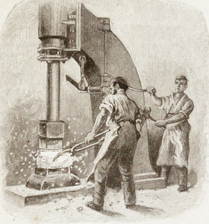 Illustration from a book depicting how a steal hammer works