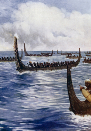 Ingova's Head-hunters, British Solomon Islands (colour litho)