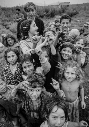 Gypsy children in Esztergom, Hungary ham it up to get in front of the photographers le..., 1969 (photo)