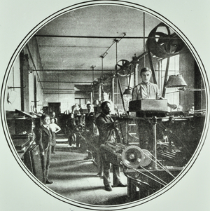 Printing department, Bank of England, Threadneedle Street, City of London, 1890 (b/w photo)