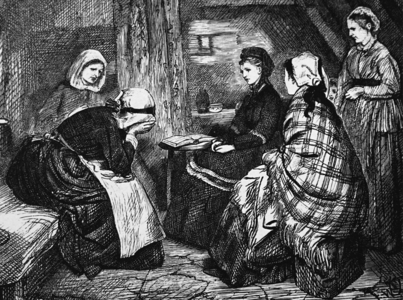 Female neighbours supporting a Scottish widow, 1850