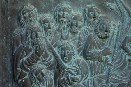 Detail from the church door, Real Monasterio de Santa María, Guadalupe, Extremadura, Cáceres, Spain (photo)