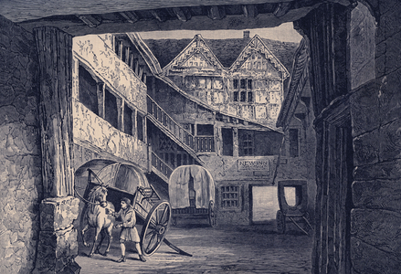 The New Inn, Gloucester, illustration for 'A Short History of The English People (Vol II)'  by John Richard Green (litho)