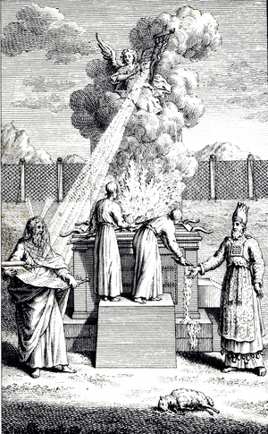Jewish priests making a burnt offering