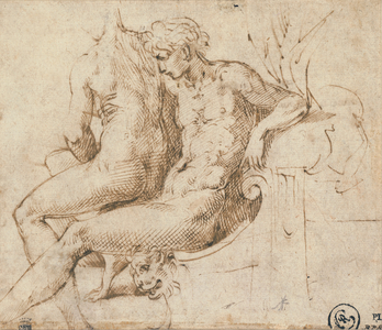 Two lovers seated on a couch (pen & ink on paper)