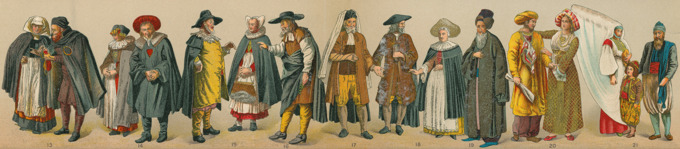 Traditional Costumes of Jewish People, from 'The Jewish Encyclopedia', 1903 (print)