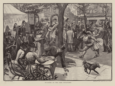 Mi-Careme on the Paris boulevards (engraving)